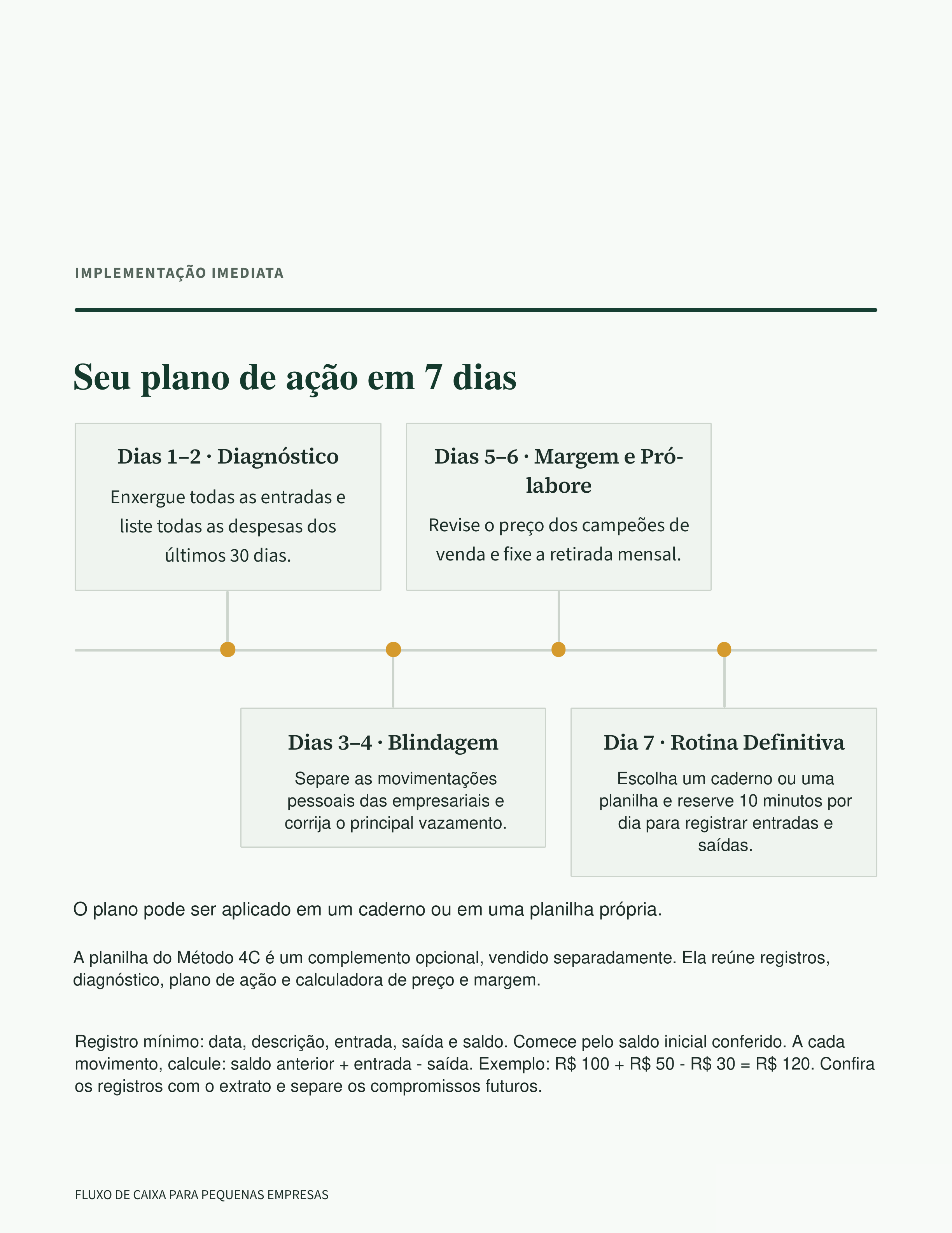 Plano de aplicação em sete dias do guia